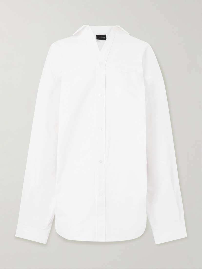 Balenciaga Oversized Embroidered Cotton-poplin Shirt