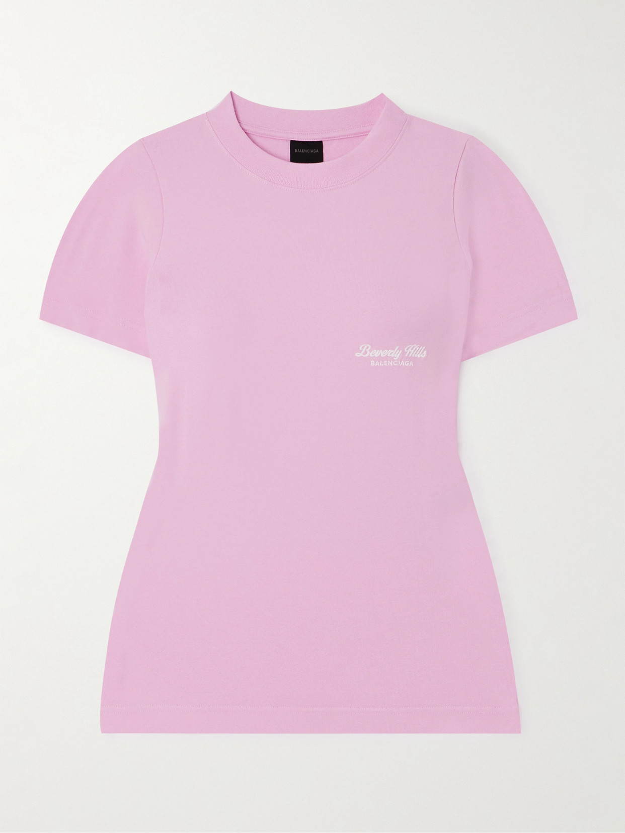 Balenciaga Embroidered Stretch-cotton Jersey T-shirt In Pink