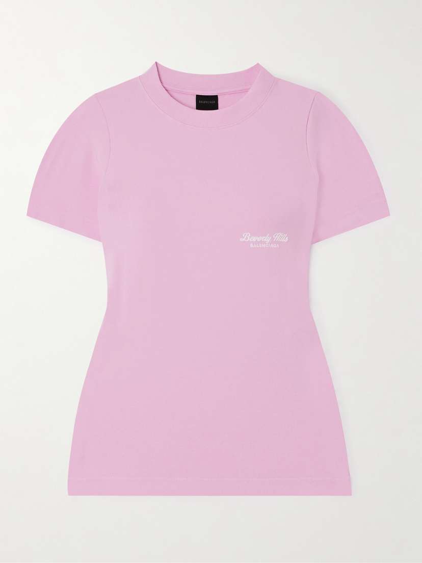 Balenciaga Embroidered tretch-cotton Jersey T-shirt