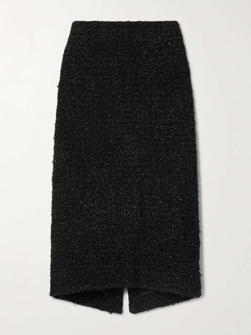Balenciaga Metallic Cotton-blend Tweed Midi Skirt
