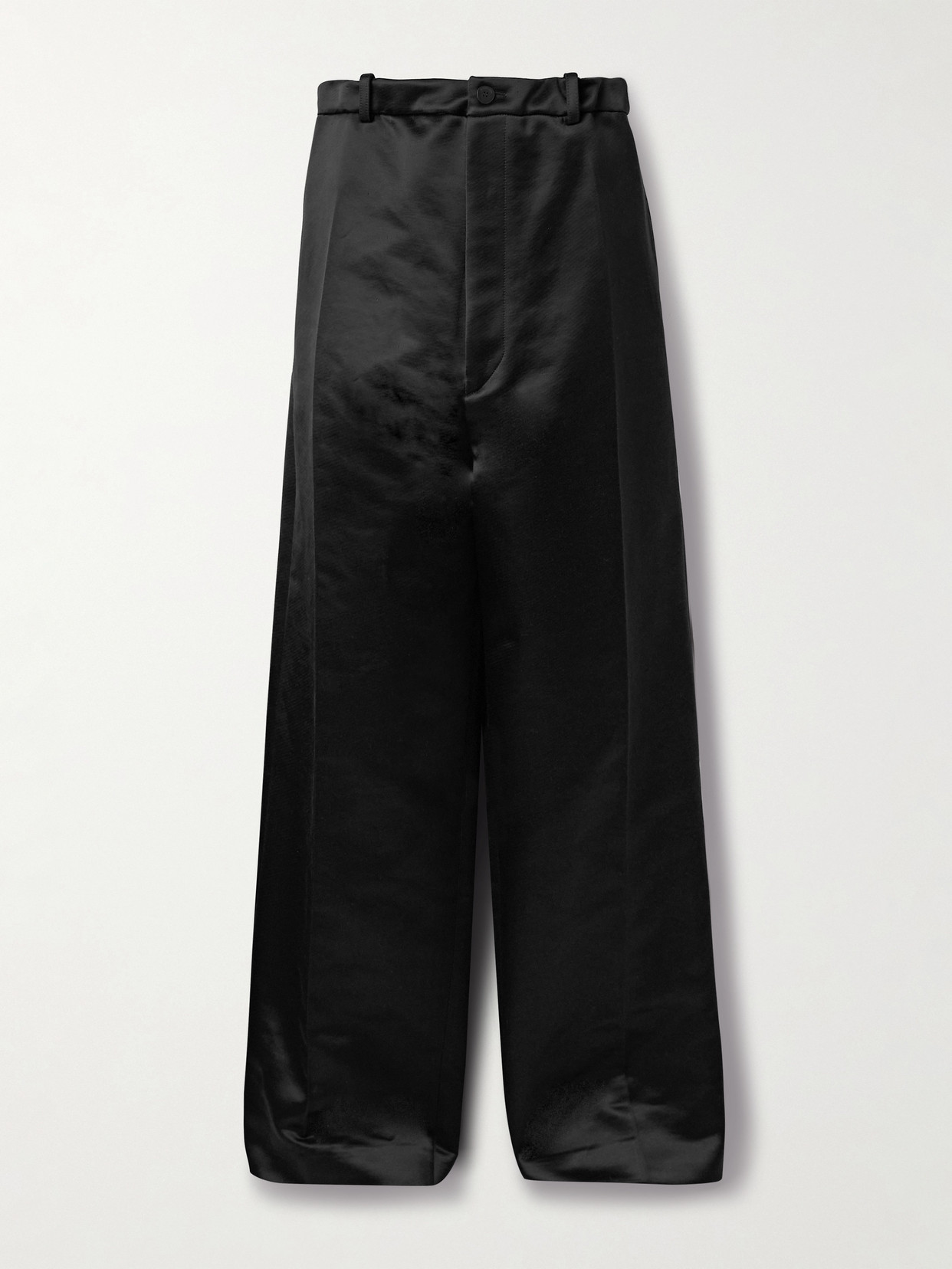 Balenciaga Cotton-blend Sateen Wide-leg Pants In Black