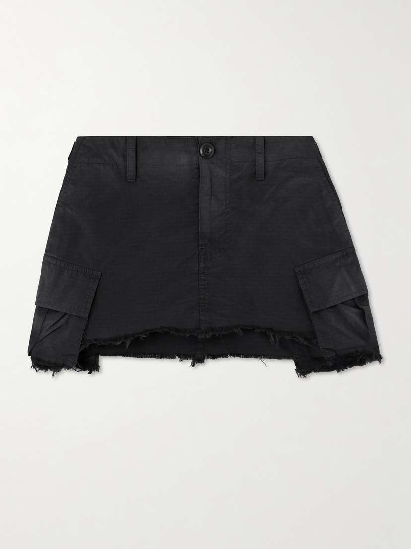 Balenciaga Frayed Cotton-blend Ripstop Mini Skirt