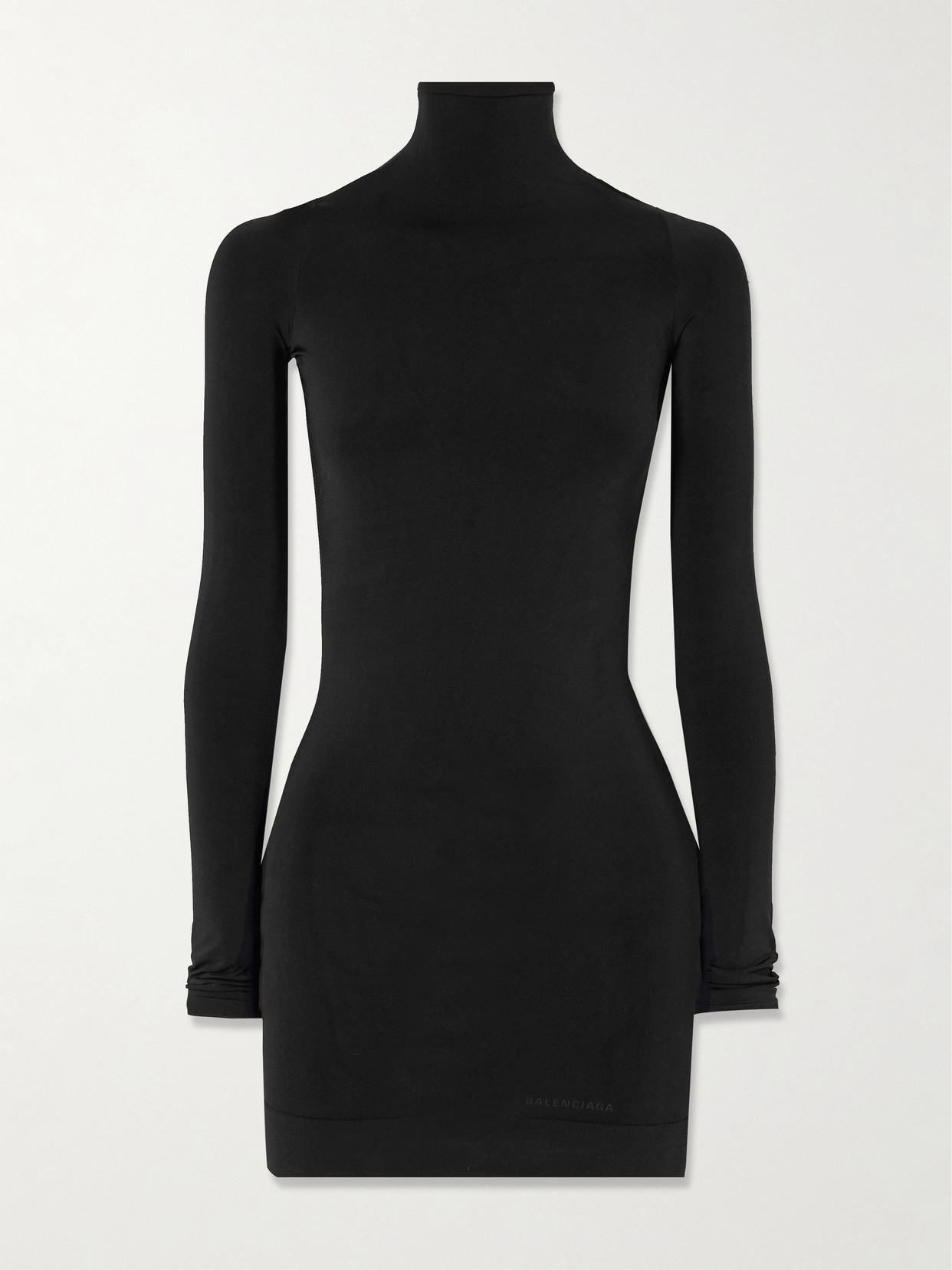 Balenciaga Stretch-jersey Turtleneck Mini Dress In Black