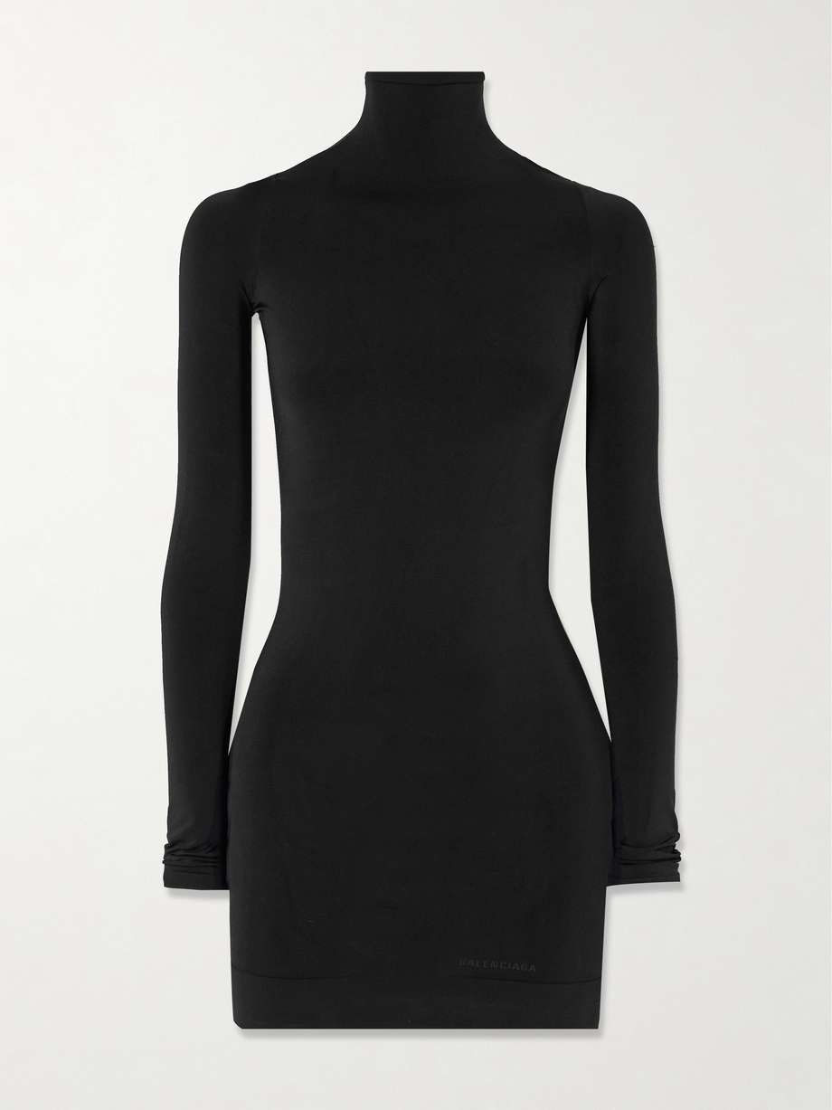 stretch-jersey turtleneck mini dress