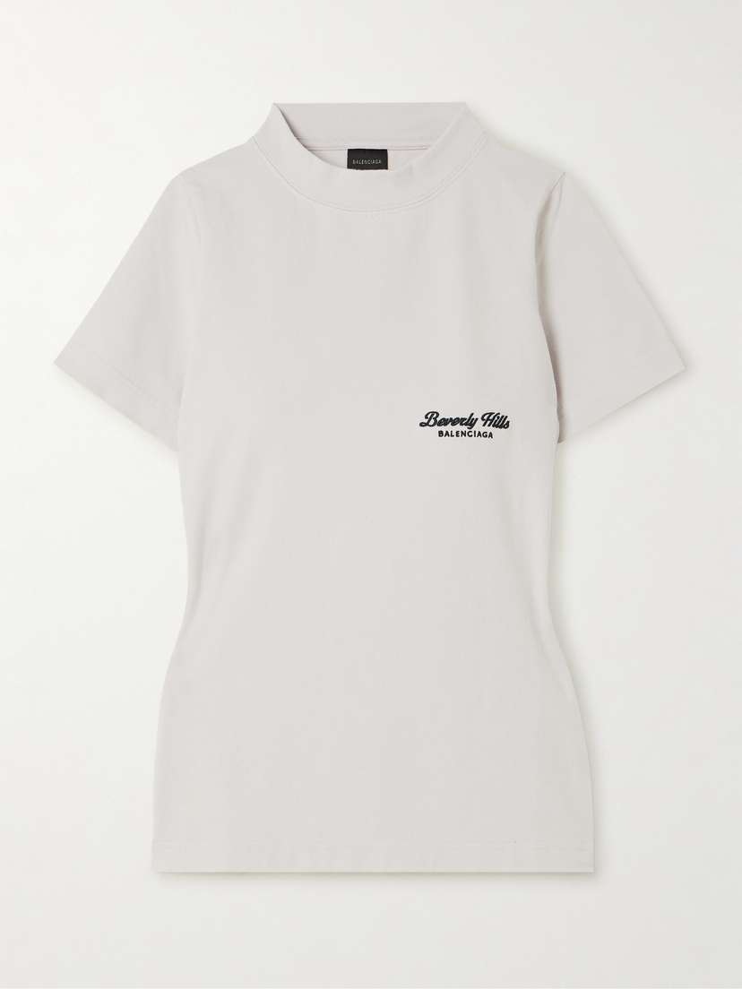 Balenciaga Embroidered Stretch-cotton T-shirt