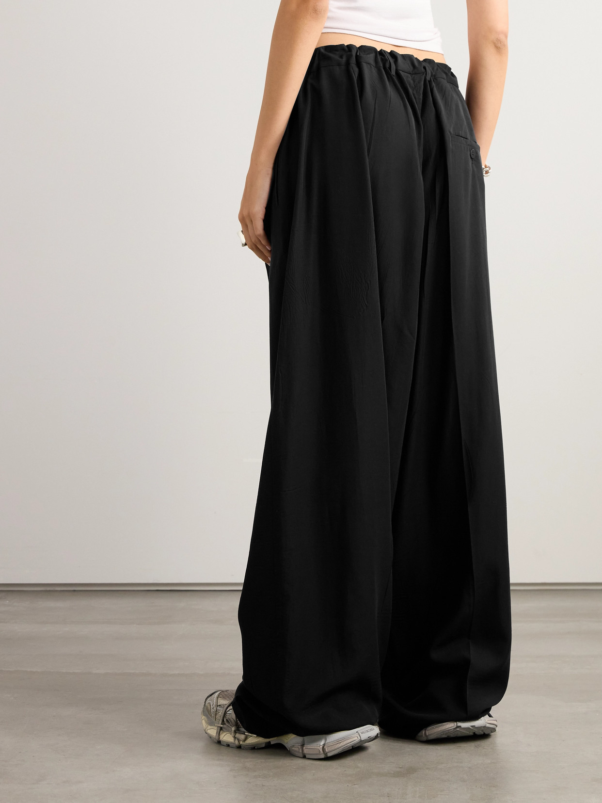 Balenciaga Lyocell-poplin Wide-leg Pants In Black