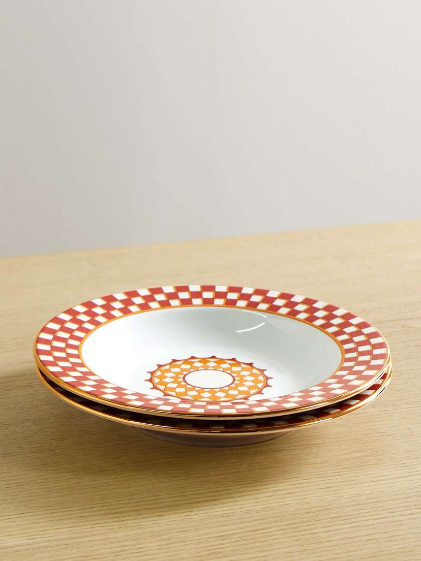 La DoubleJ Gold-plated Porcelain Soup Bowl And Dinner Plate Set