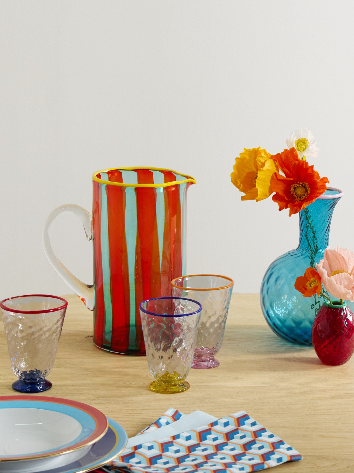 La Doublej Quilted Set Of Four Murano Glasses In Multi