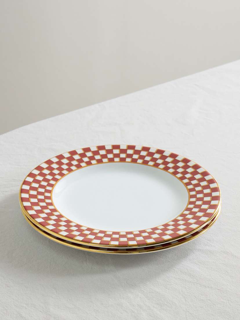 La DoubleJ Set Of Two Gold-plated Porcelain Dinner Plates
