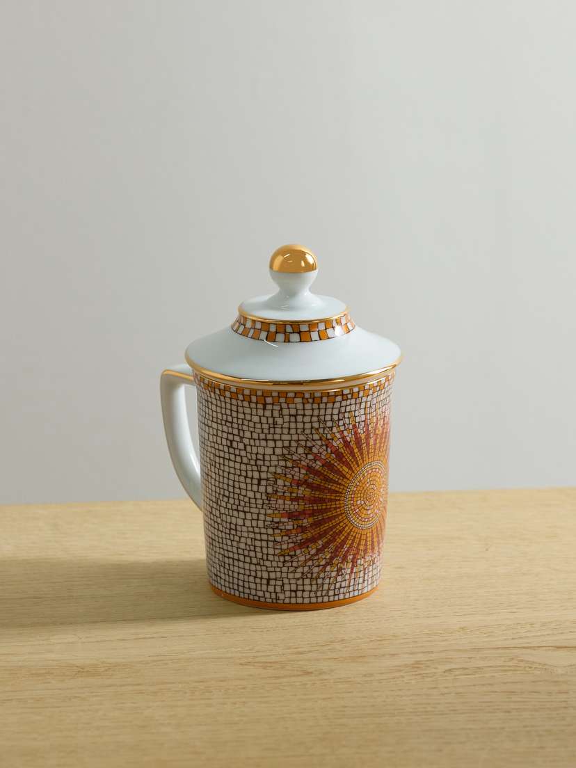 La DoubleJ Gold-plated Porcelain Lidded Mug