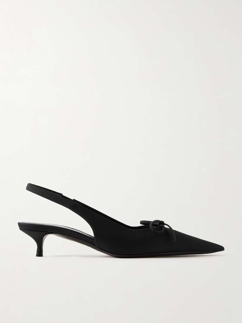 Balenciaga Knife Bow-embellished Twill Slingback Pumps