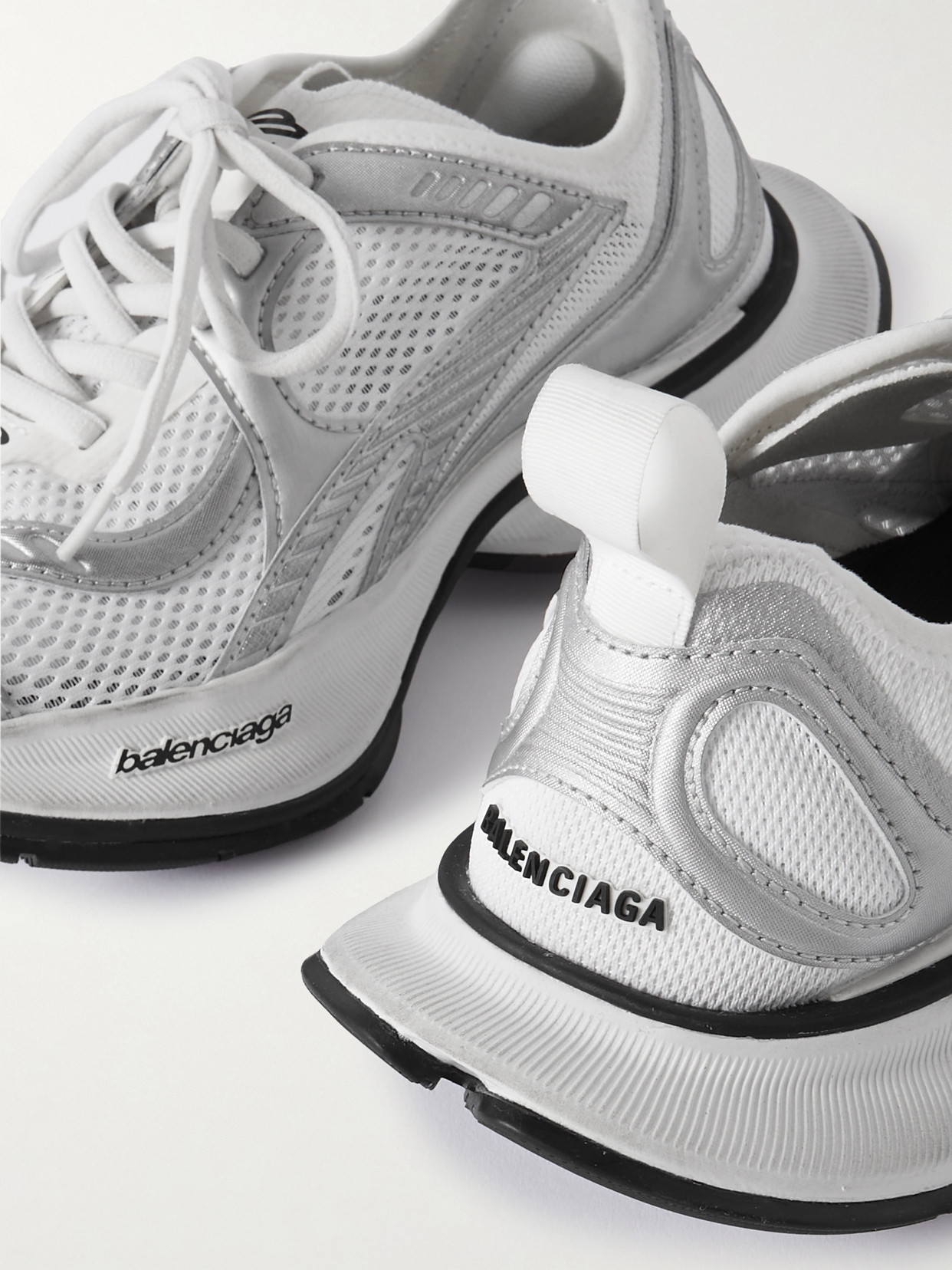Balenciaga Two-tone Mesh And Fabric Circuit Sneakers In White