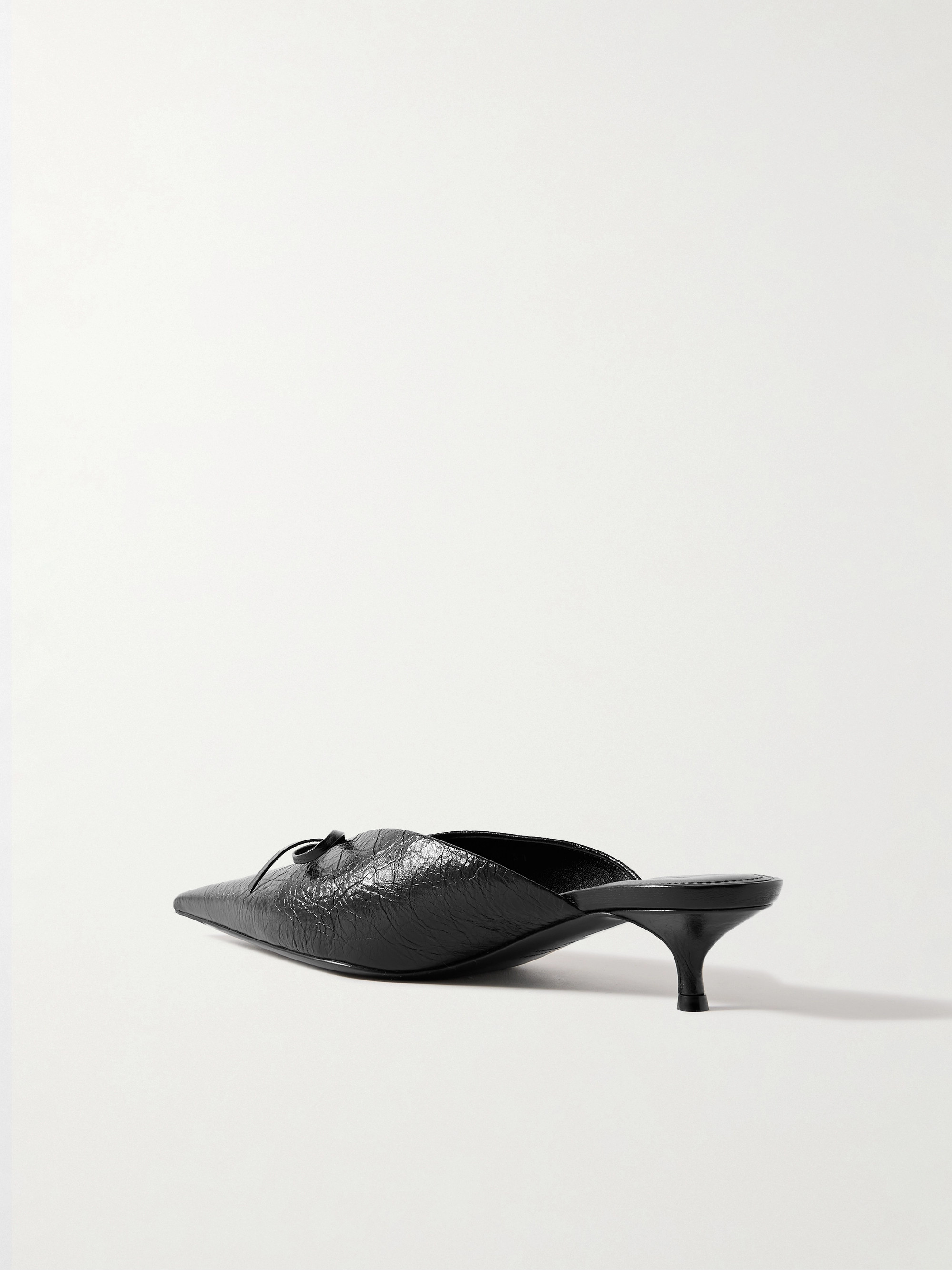 Balenciaga - Knife bow-embellished crinkled-leather mules | Plush