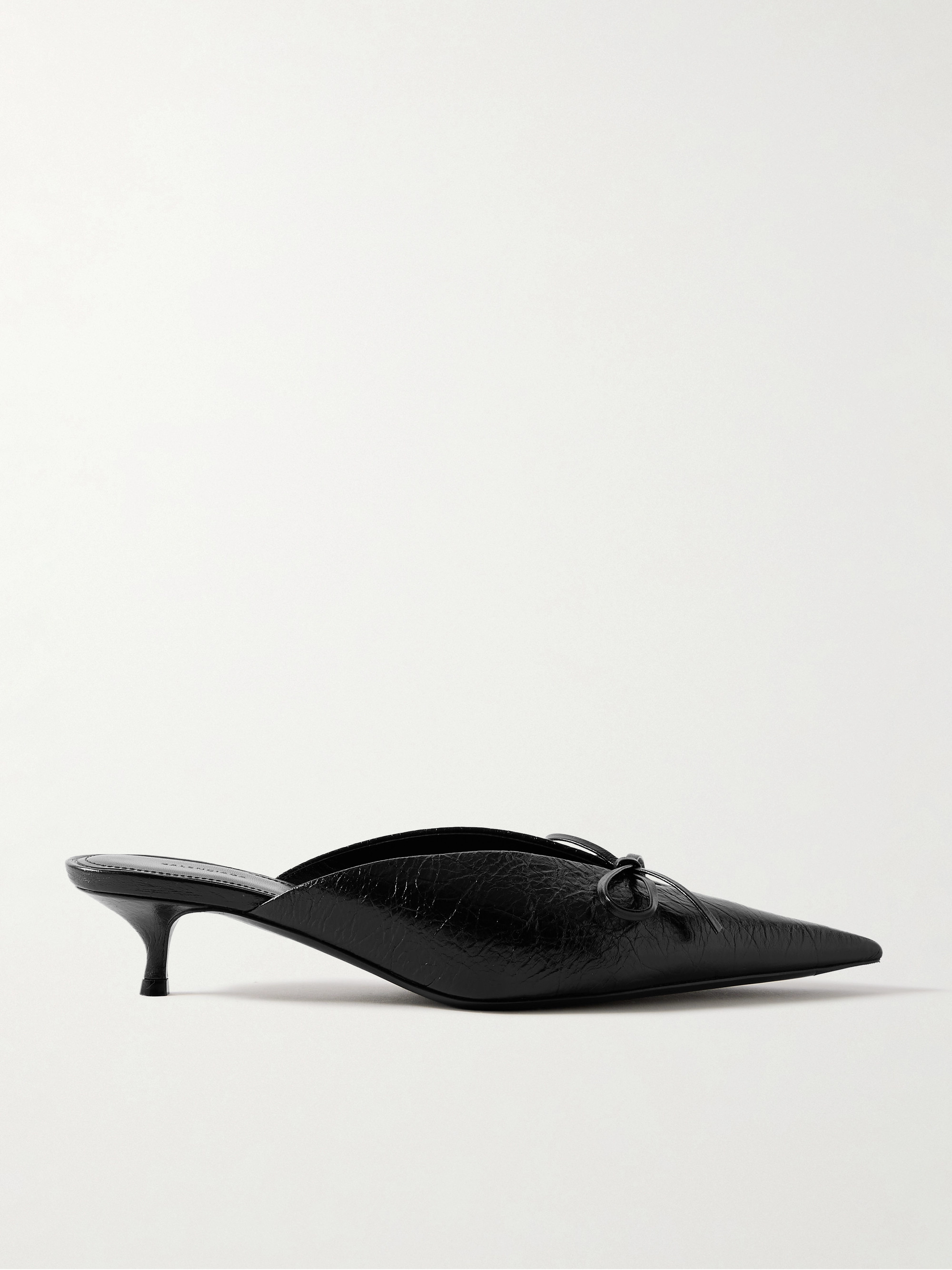 Balenciaga - Knife bow-embellished crinkled-leather mules | Plush