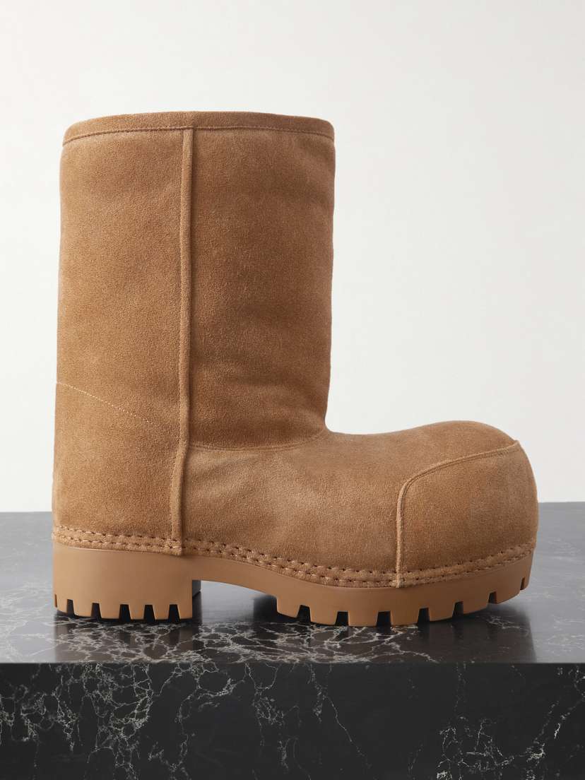 Balenciaga Alaska Low Shearling-lined Suede Boots