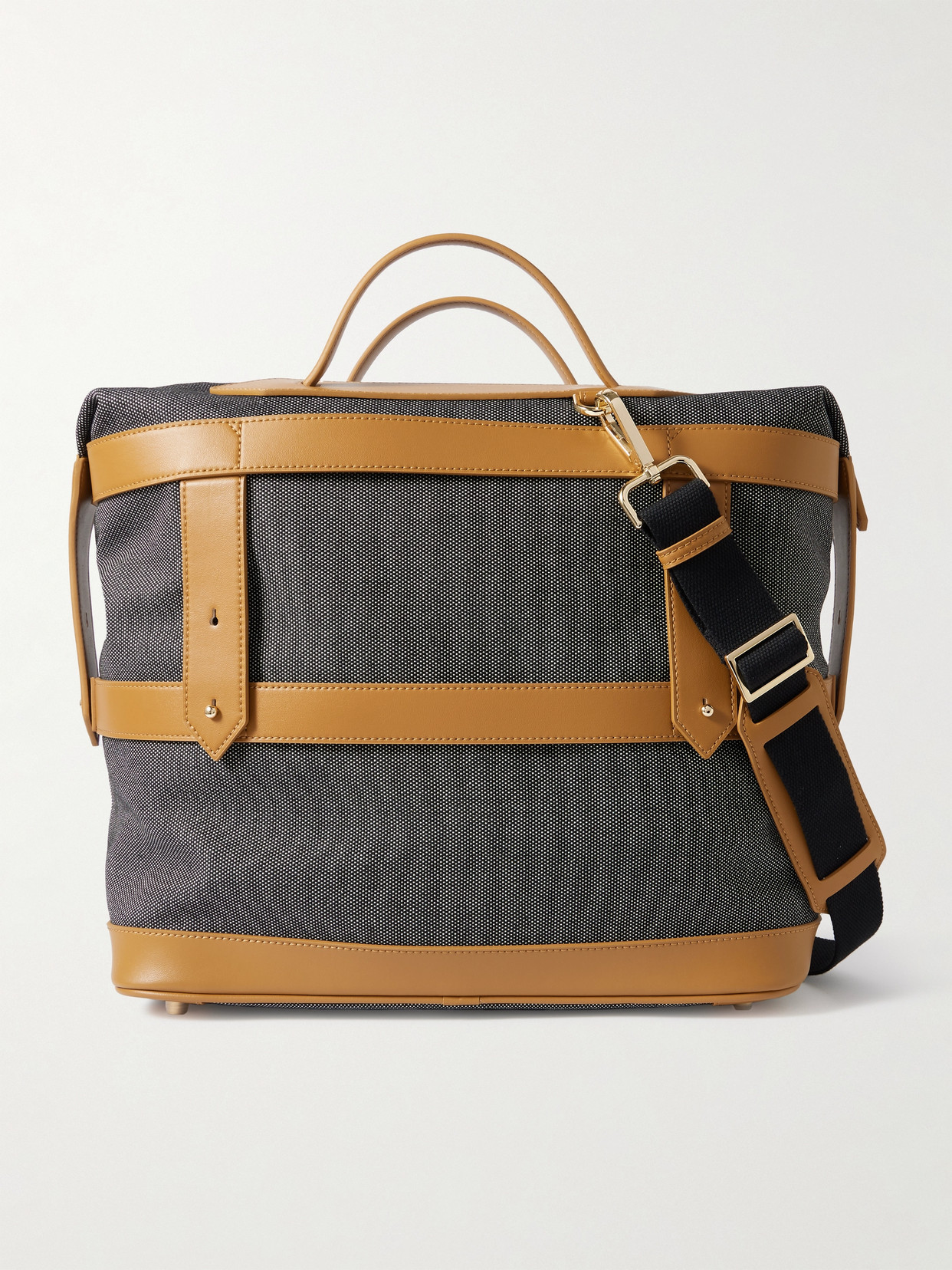 Paravel Vegan Leather-trimmed Cotton-canvas Weekend Bag In Black