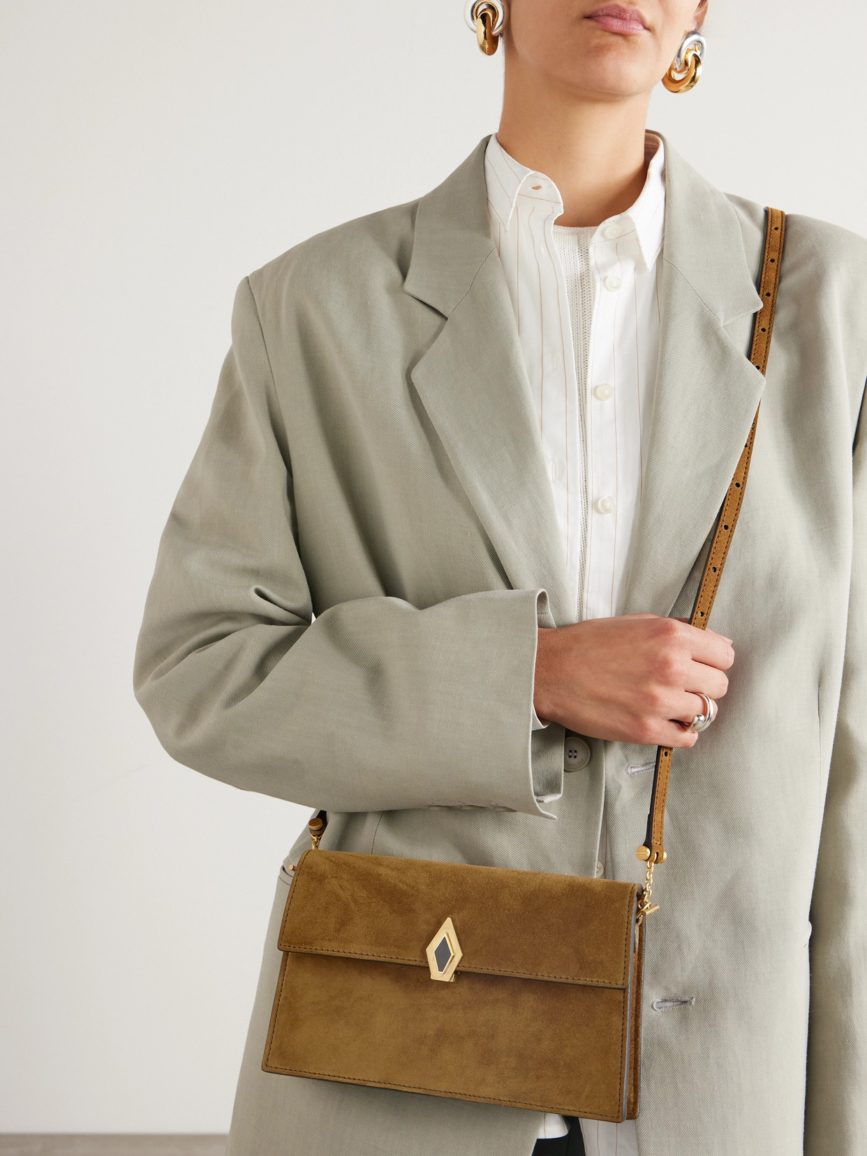 Metier Parallel 22 Small Suede Shoulder Bag In Brown