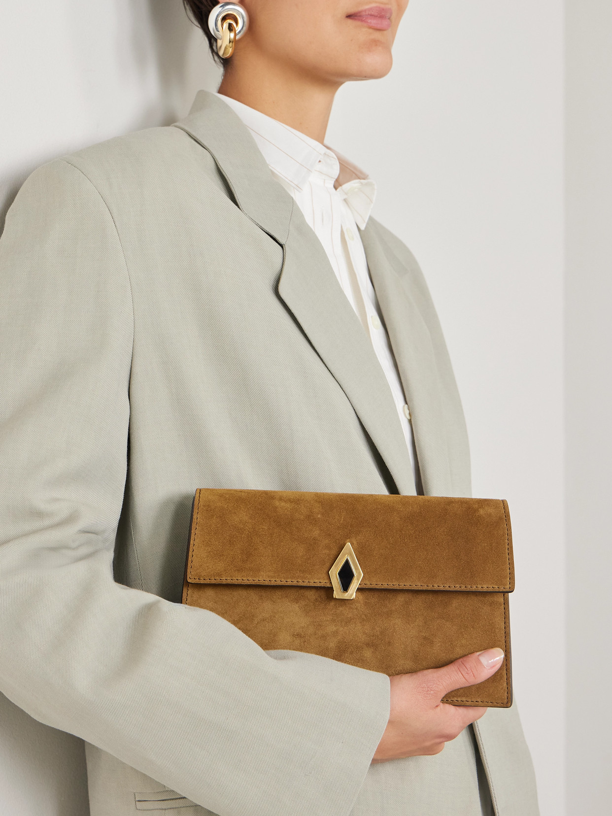 Metier Parallel 22 Small Suede Shoulder Bag In Brown