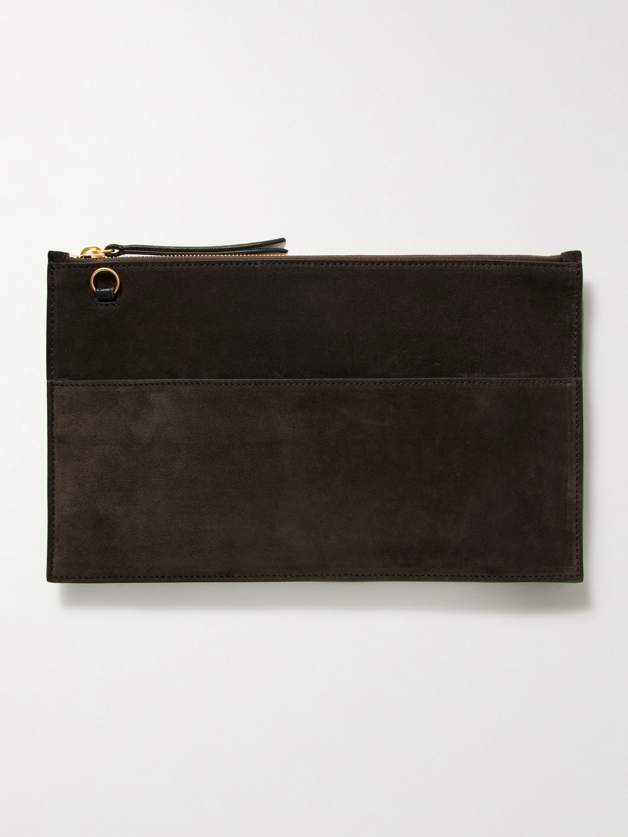 Metier Incognito Leather-trimmed Suede Clutch In Brown