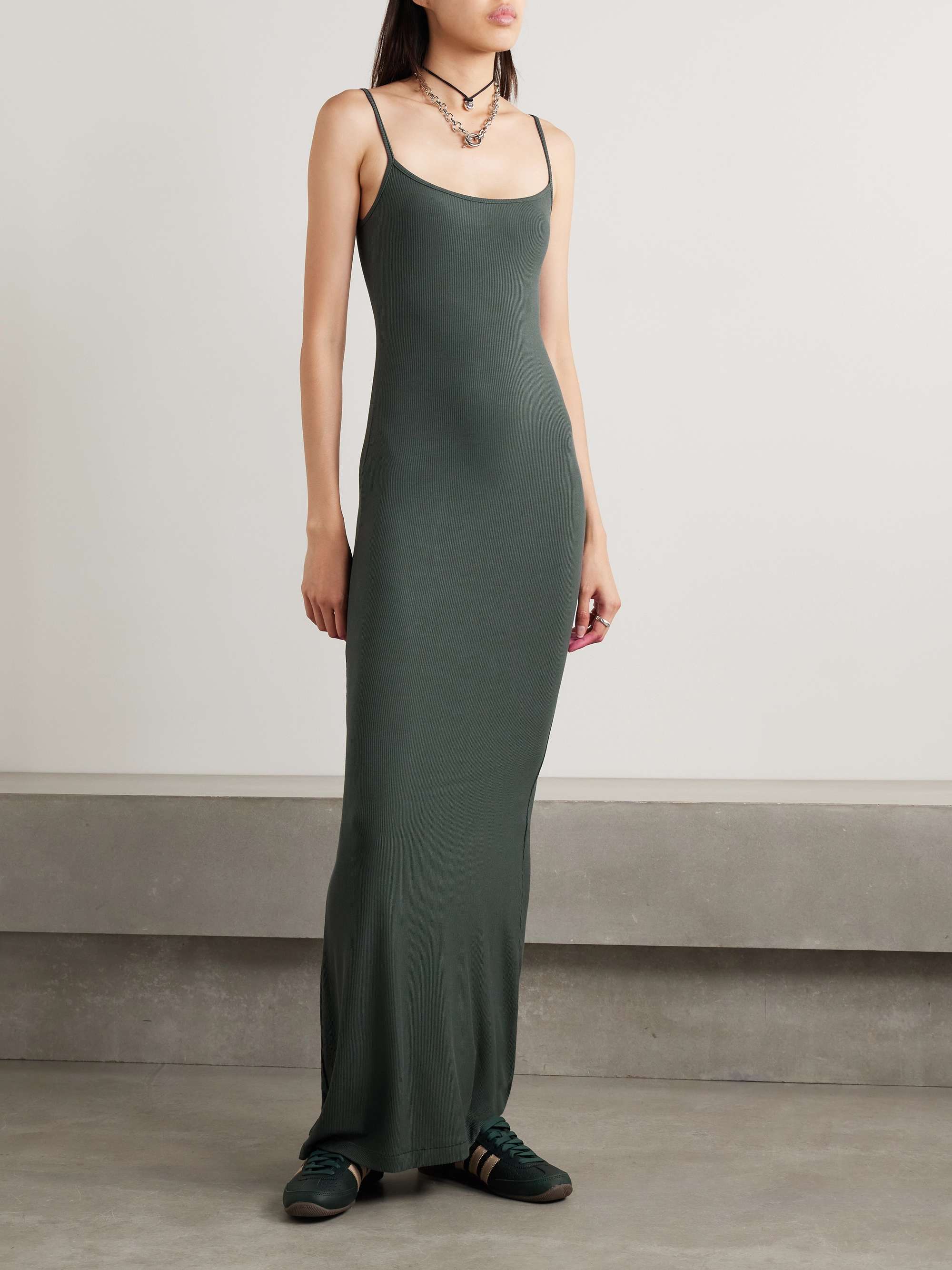 SKIMS Soft Lounge ribbed stretch-modal slip dress - Marble