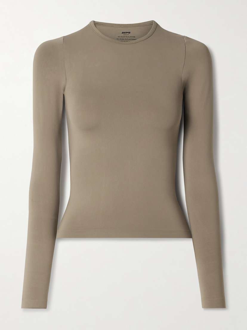 Skims Soft Smoothing Seamless Long Sleeve T-shirt - Truffle