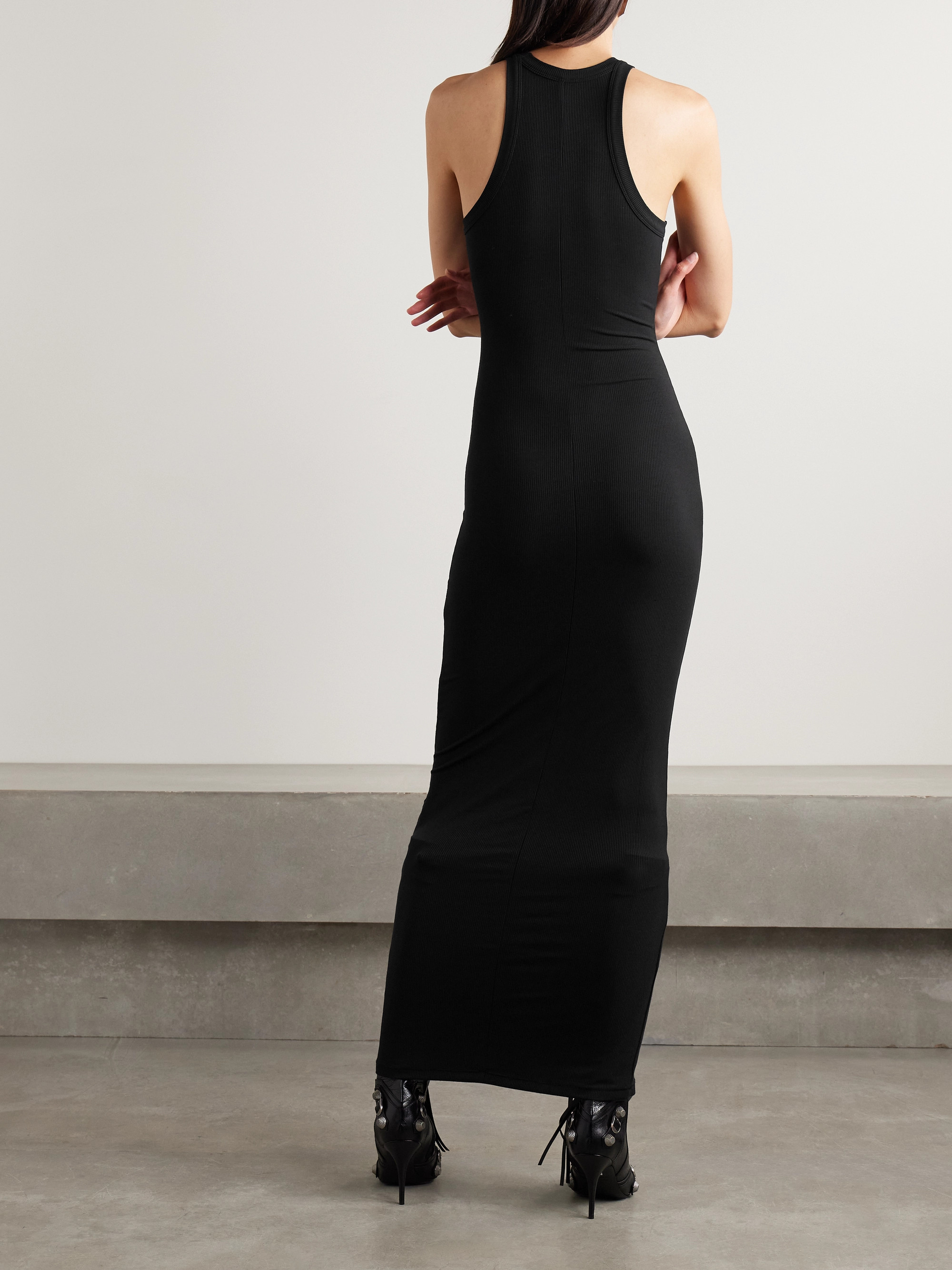 Skims Soft Lounge Ribbed Long stretch-modal maxi dress - Onyx thumbnail