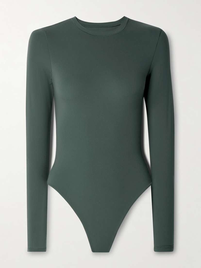 Skims Fits Everybody Stretch-jersey Thong Bodysuit - Deep Sea