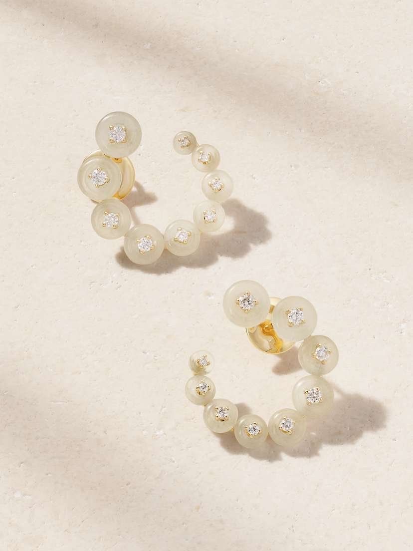 Fernando Jorge Surrounding Small Circle 18-karat Gold, Diamond And Aquamarine Earrings