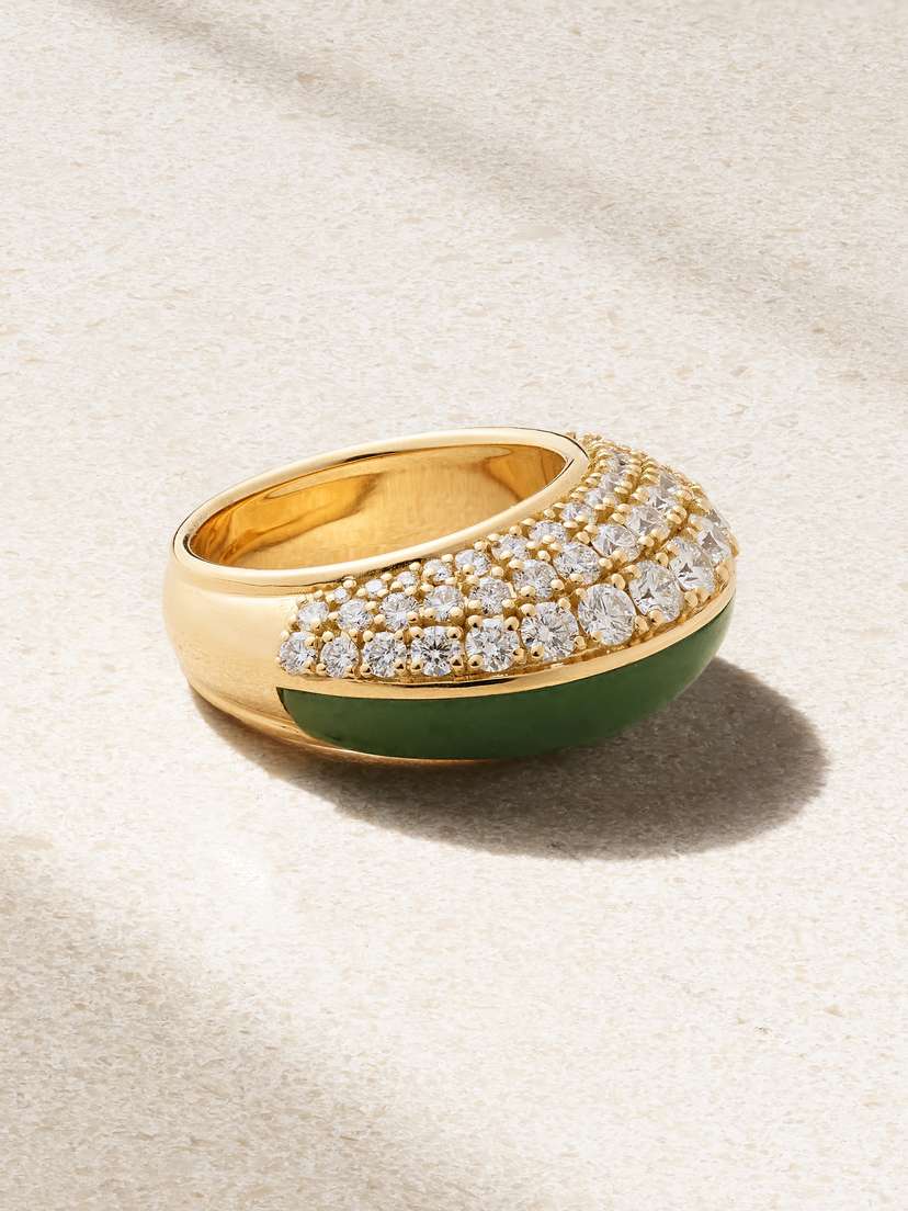 Fernando Jorge Fluid 18-karat Gold, Diamond And Jade Ring
