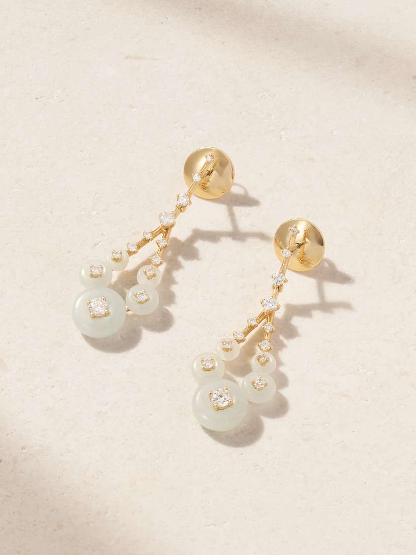 Fernando Jorge Gravity 18-karat Gold, Diamond And Aquamarine Earrings