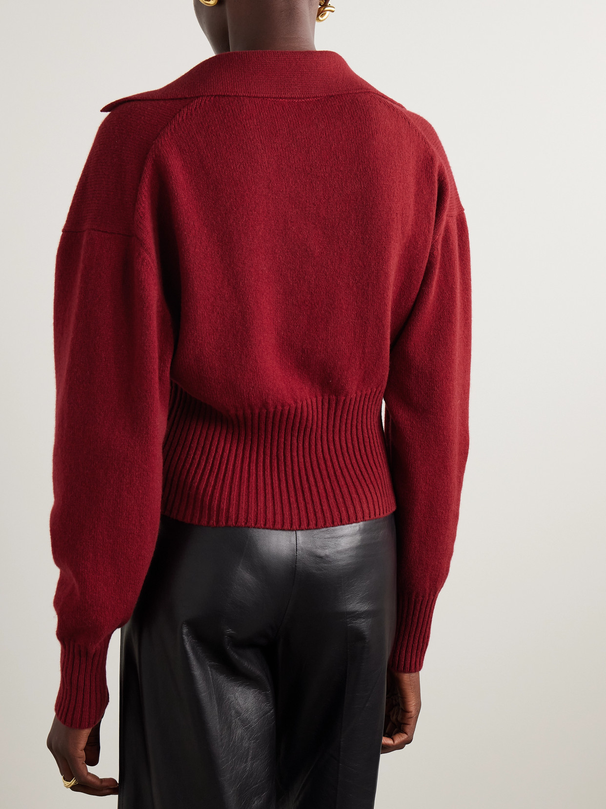 Proenza Schouler Jeanne Ribbed Cashmere And Wool-blend Polo Sweater In Red