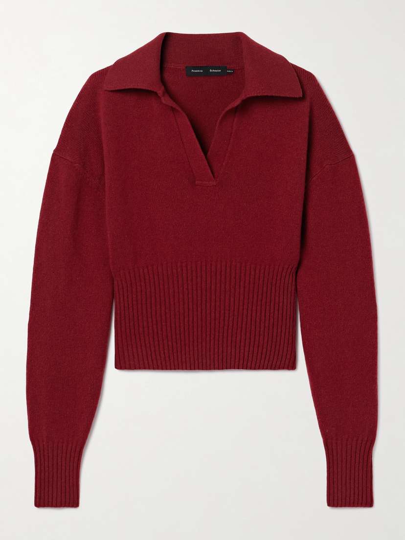 Proenza Schouler Jeanne Ribbed Cashmere And Wool-blend Polo Sweater