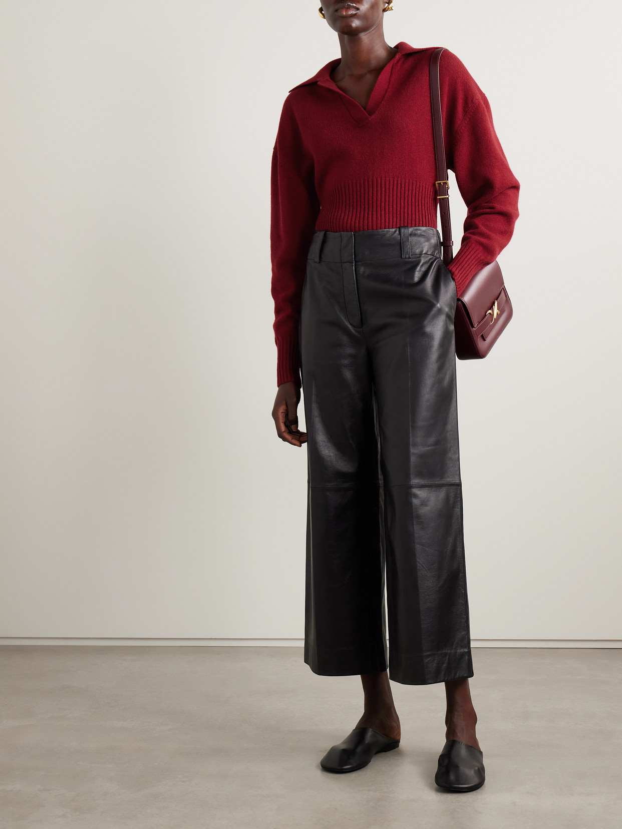 Proenza Schouler Jeanne Ribbed Cashmere And Wool-blend Polo Sweater In Red