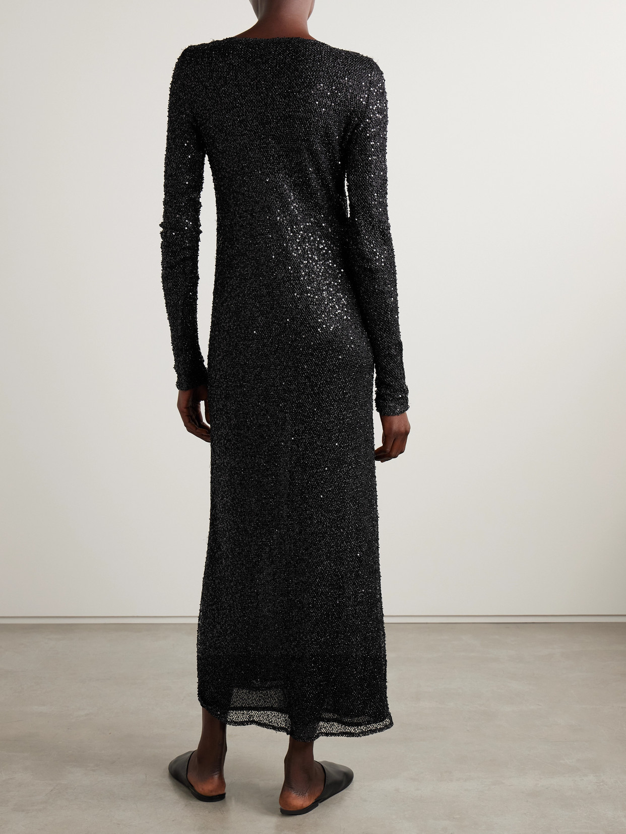 Proenza Schouler Marlowe Embellished Metallic Knitted Midi Dress In Black