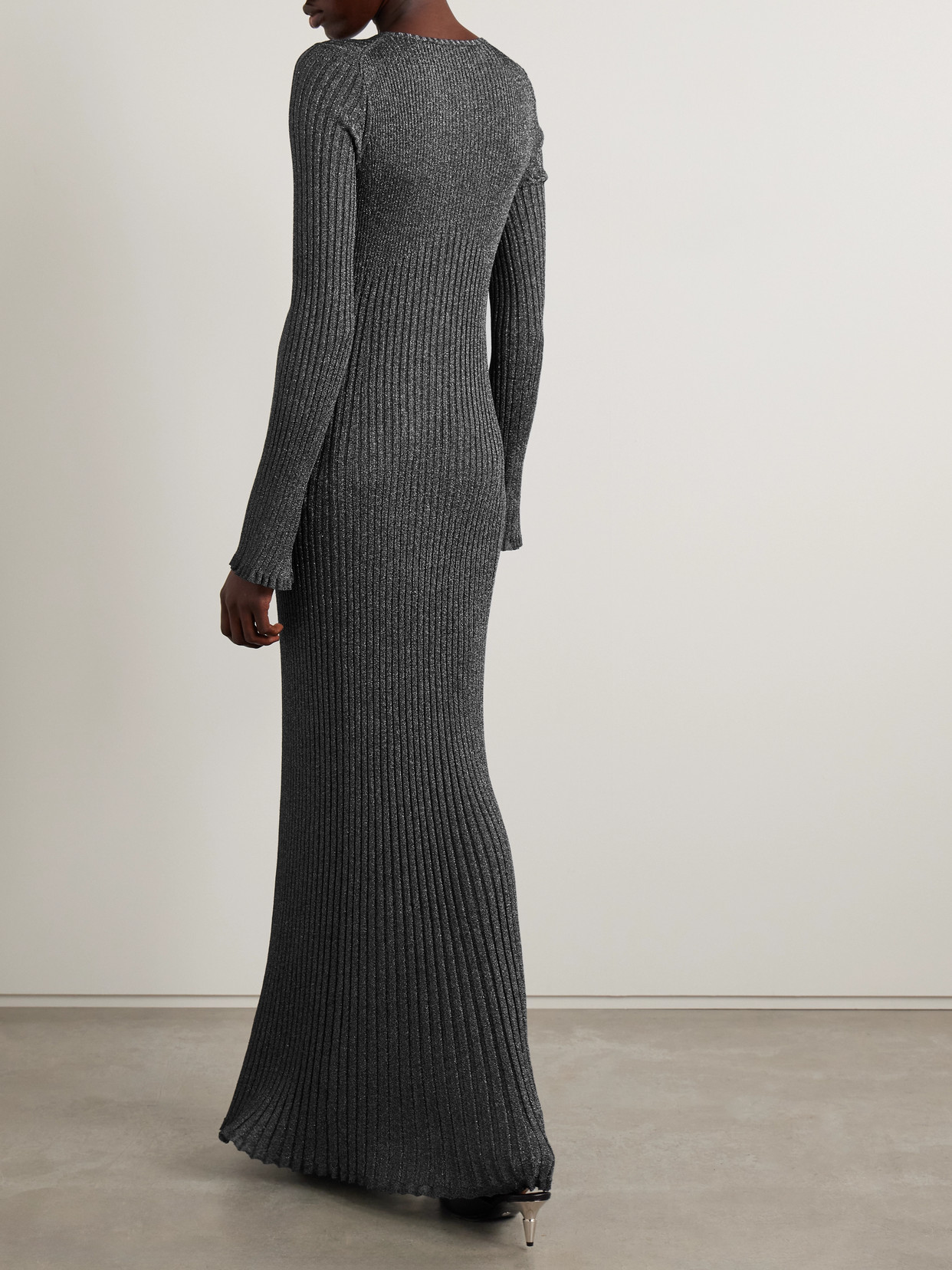 PROENZA SCHOULER JONI METALLIC RIBBED-KNIT MAXI DRESS
