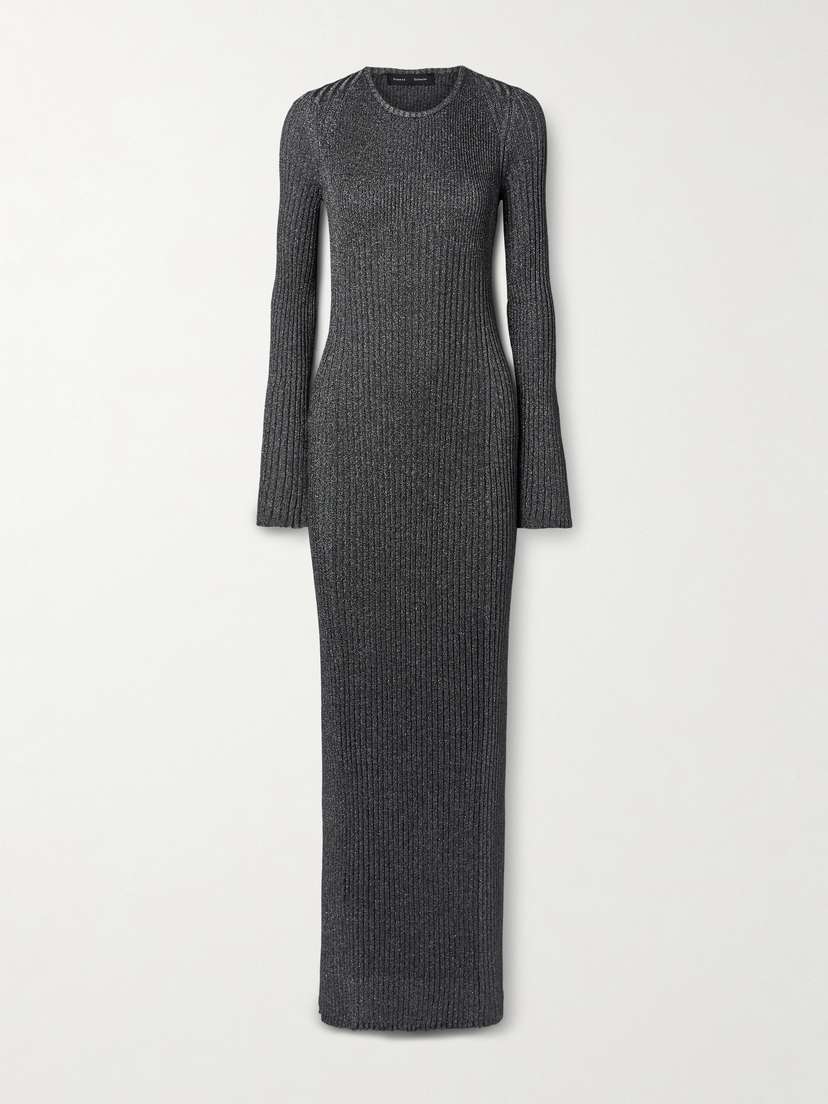 Proenza Schouler Joni Metallic Ribbed-knit Maxi Dress