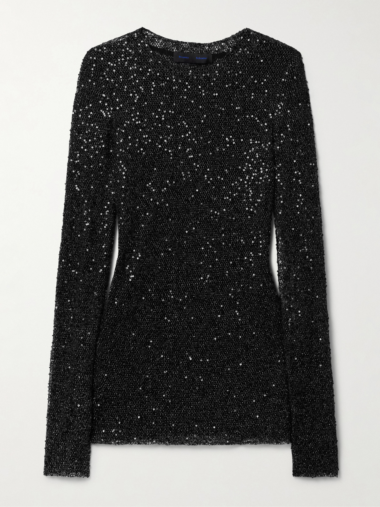 Proenza Schouler Sophie Embellished Metallic Knitted Top In Black
