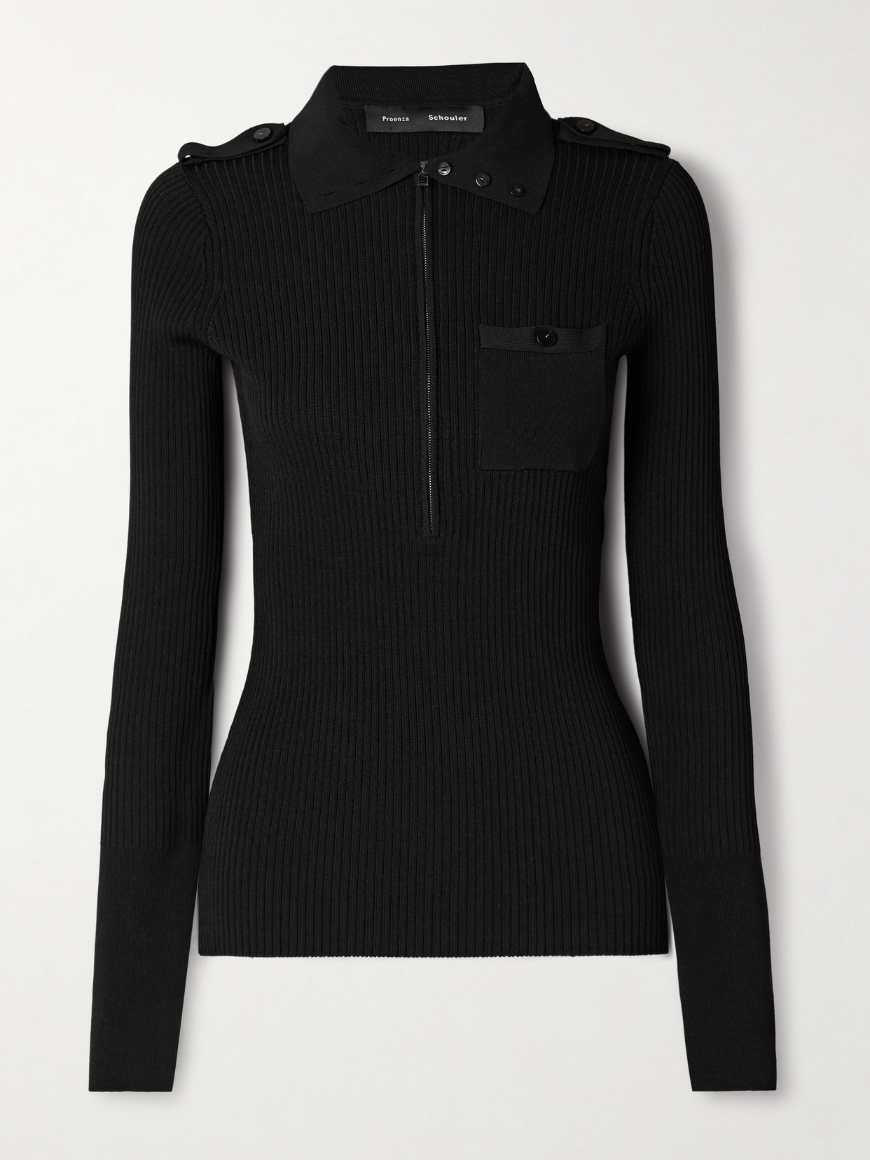 Proenza Schouler Norah Ribbed-knit Turtleneck Top In Black
