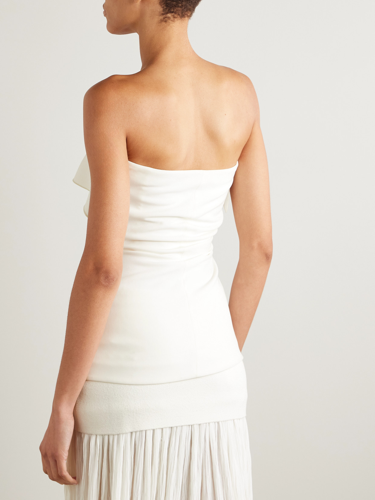 PROENZA SCHOULER FELICITY STRAPLESS LAYERED RUCHED CREPE TOP