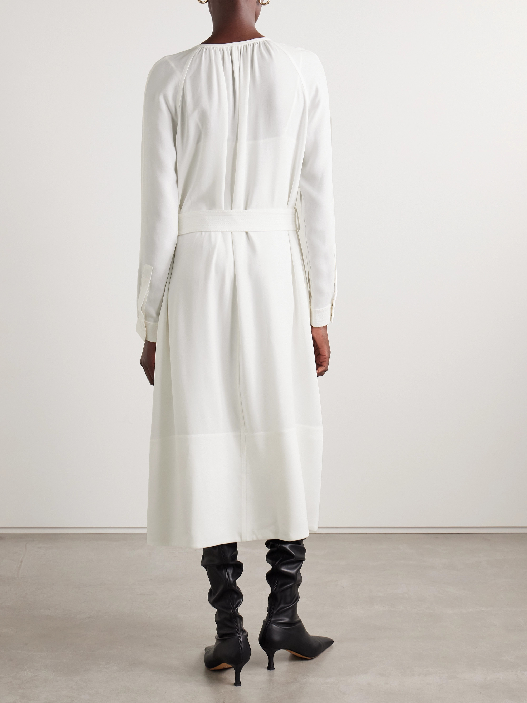 Proenza Schouler Enya belted crepe midi shirt dress