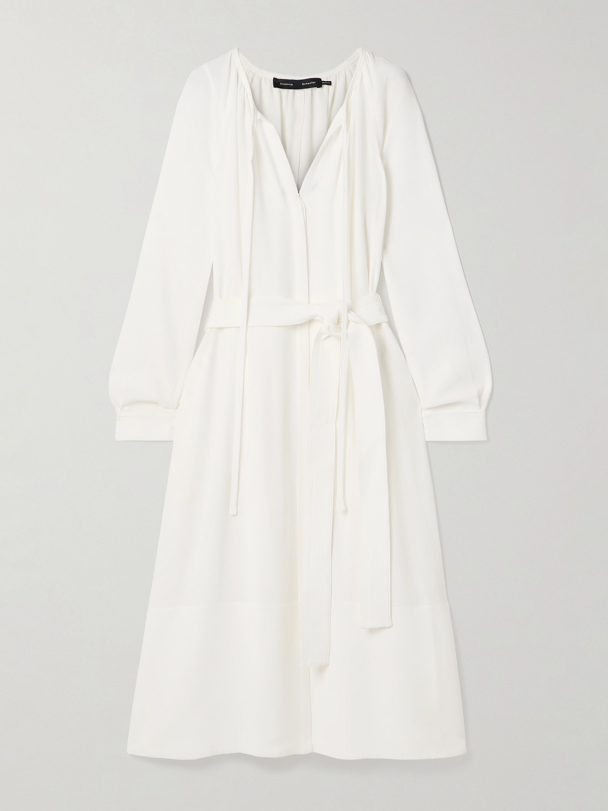 Proenza Schouler - Enya Belted Crepe Midi Shirt Dress - White