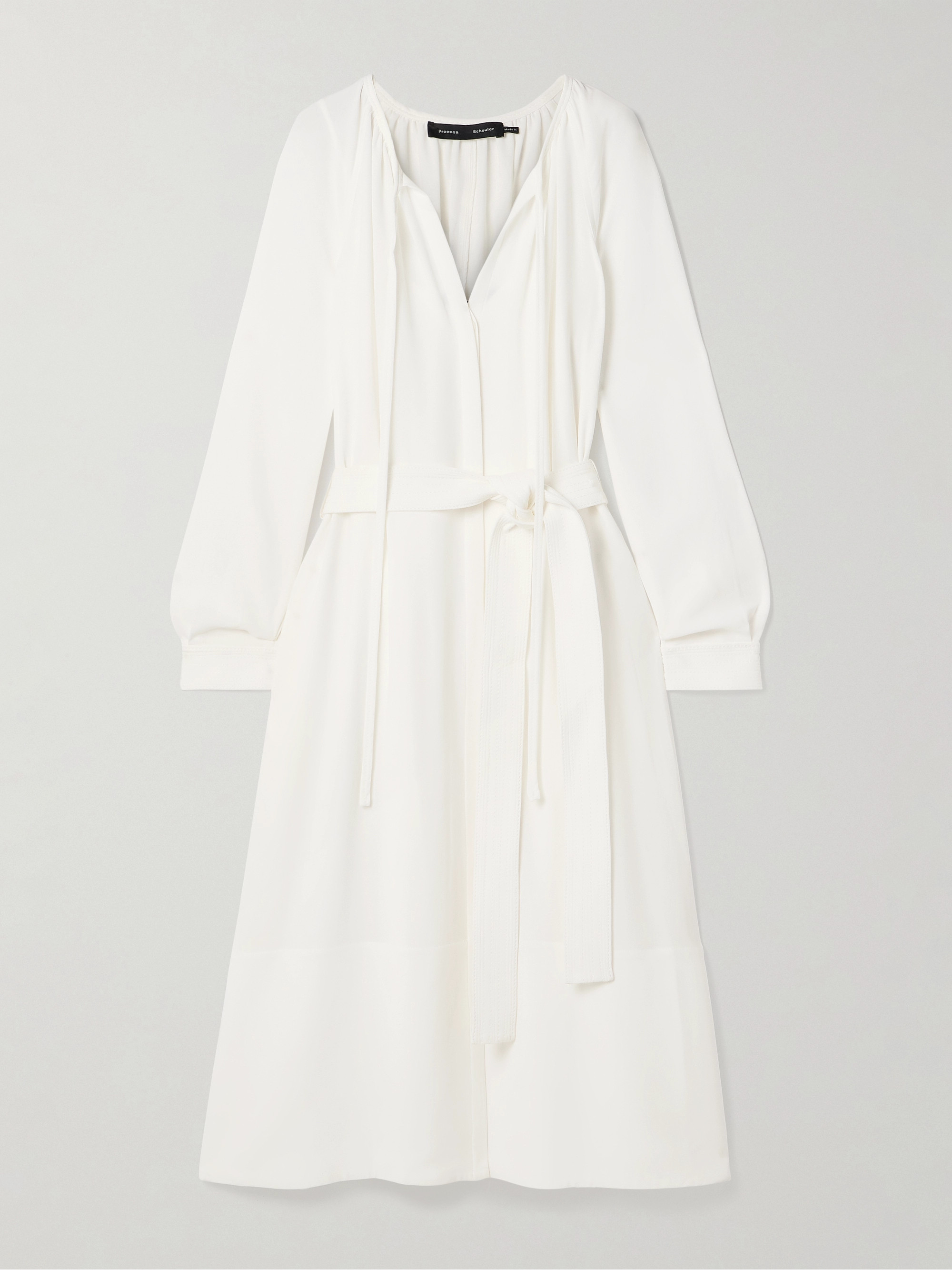 Proenza Schouler Enya belted crepe midi shirt dress