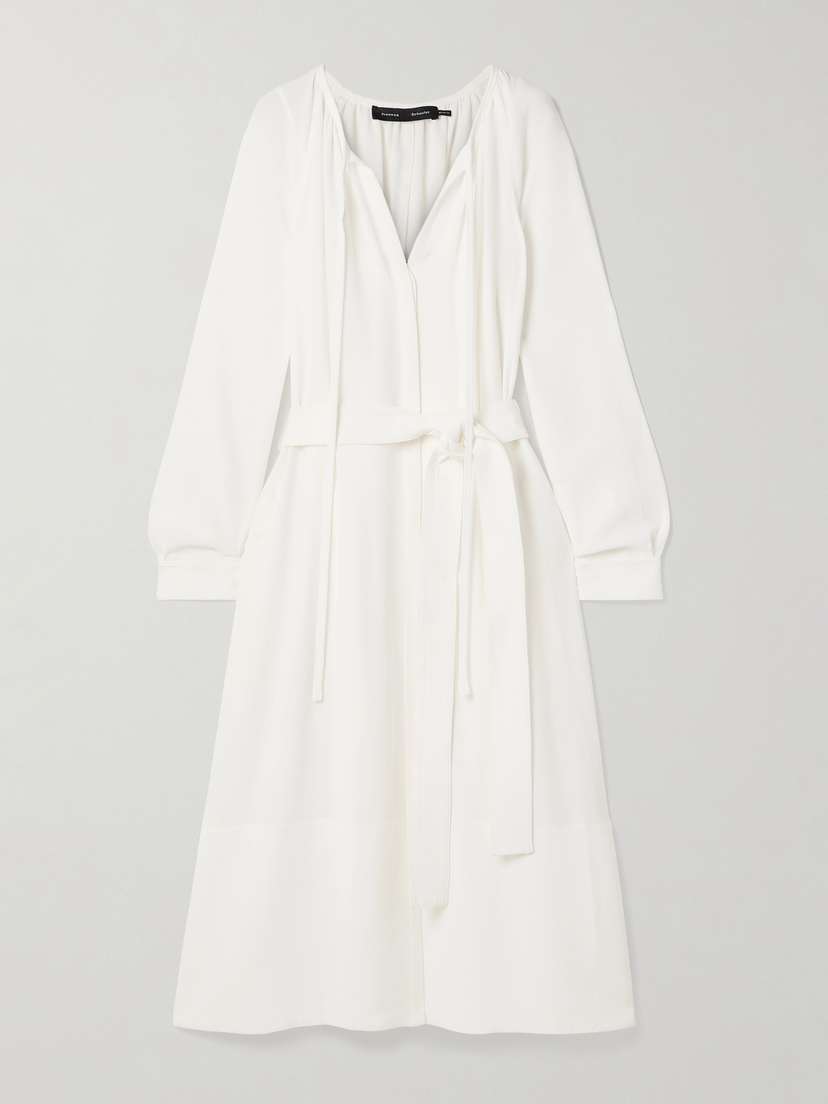 Proenza Schouler Enya Belted Crepe Midi Shirt Dress