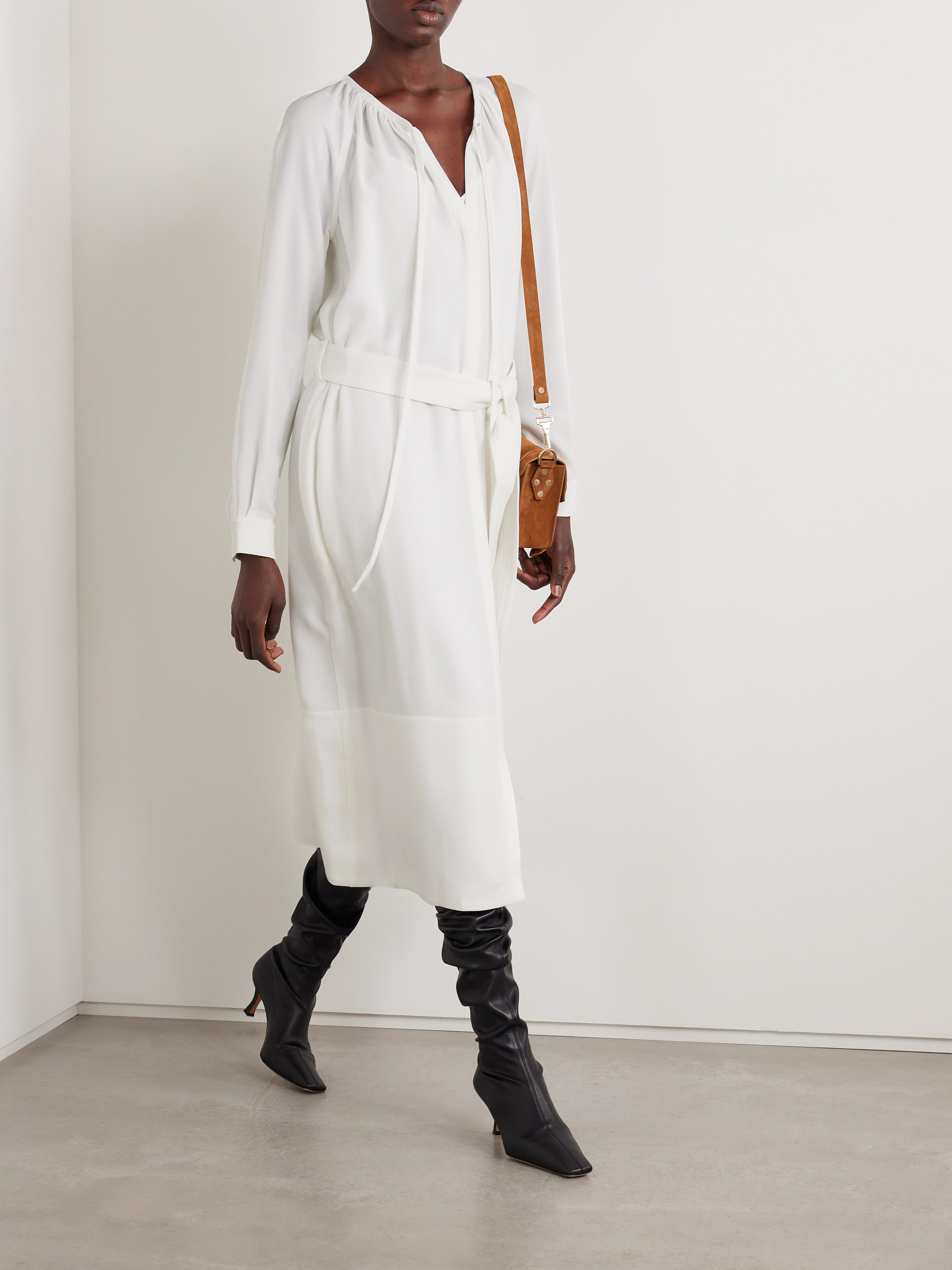 Proenza Schouler Enya belted crepe midi shirt dress