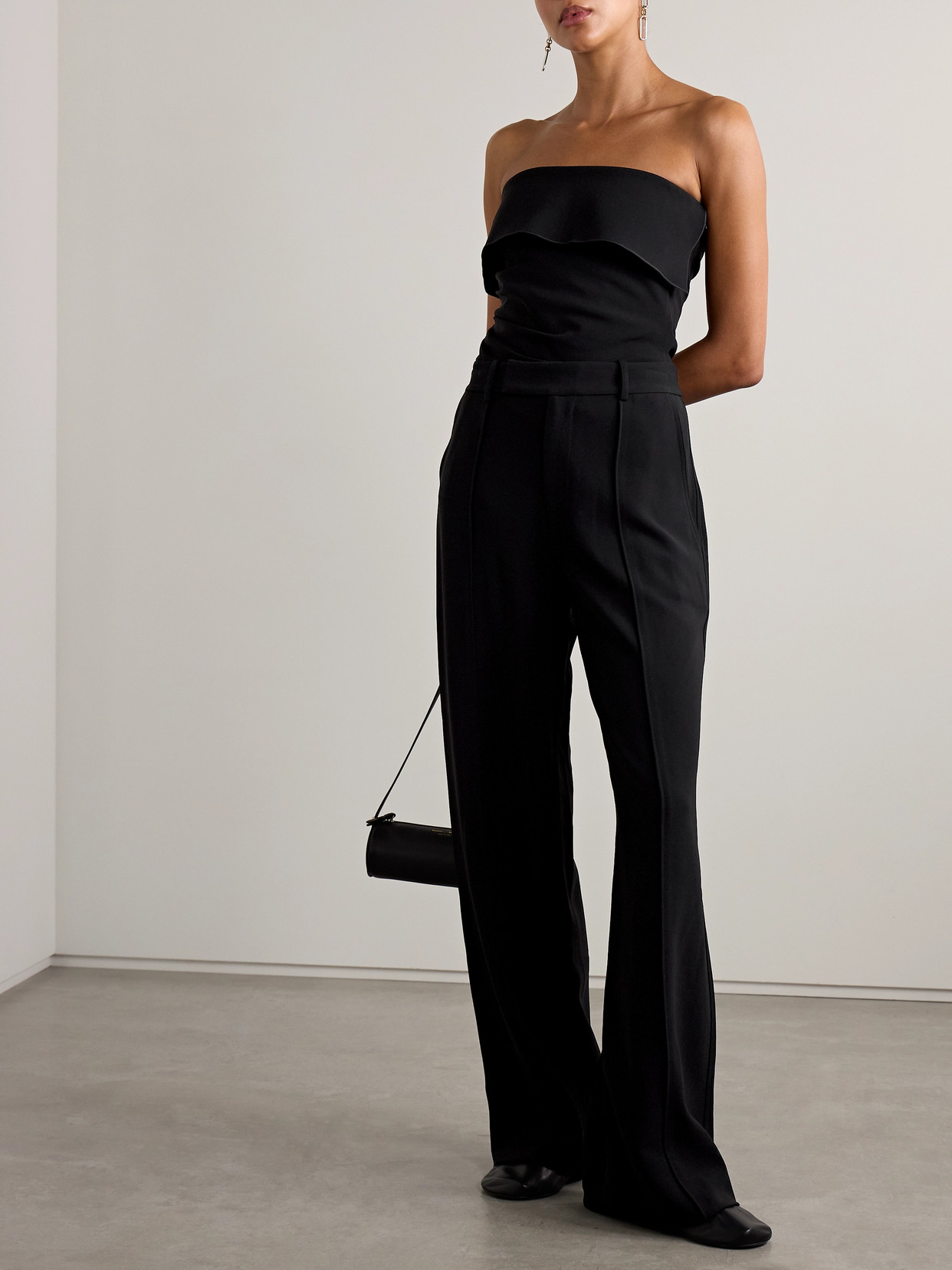 PROENZA SCHOULER FELICITY STRAPLESS LAYERED RUCHED CREPE TOP