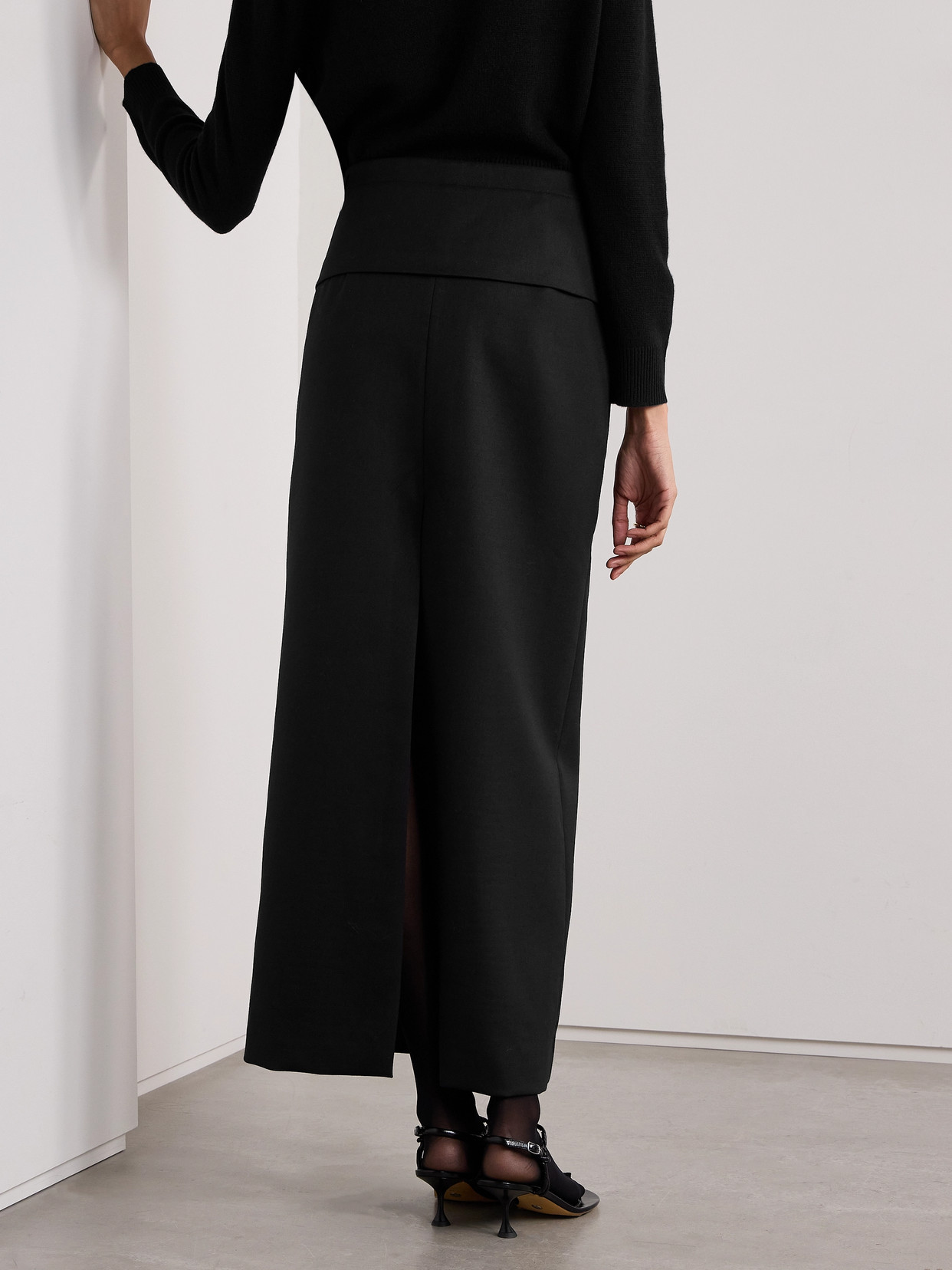 Proenza Schouler Adriana Paneled Wool-blend Twill Maxi Skirt In Black
