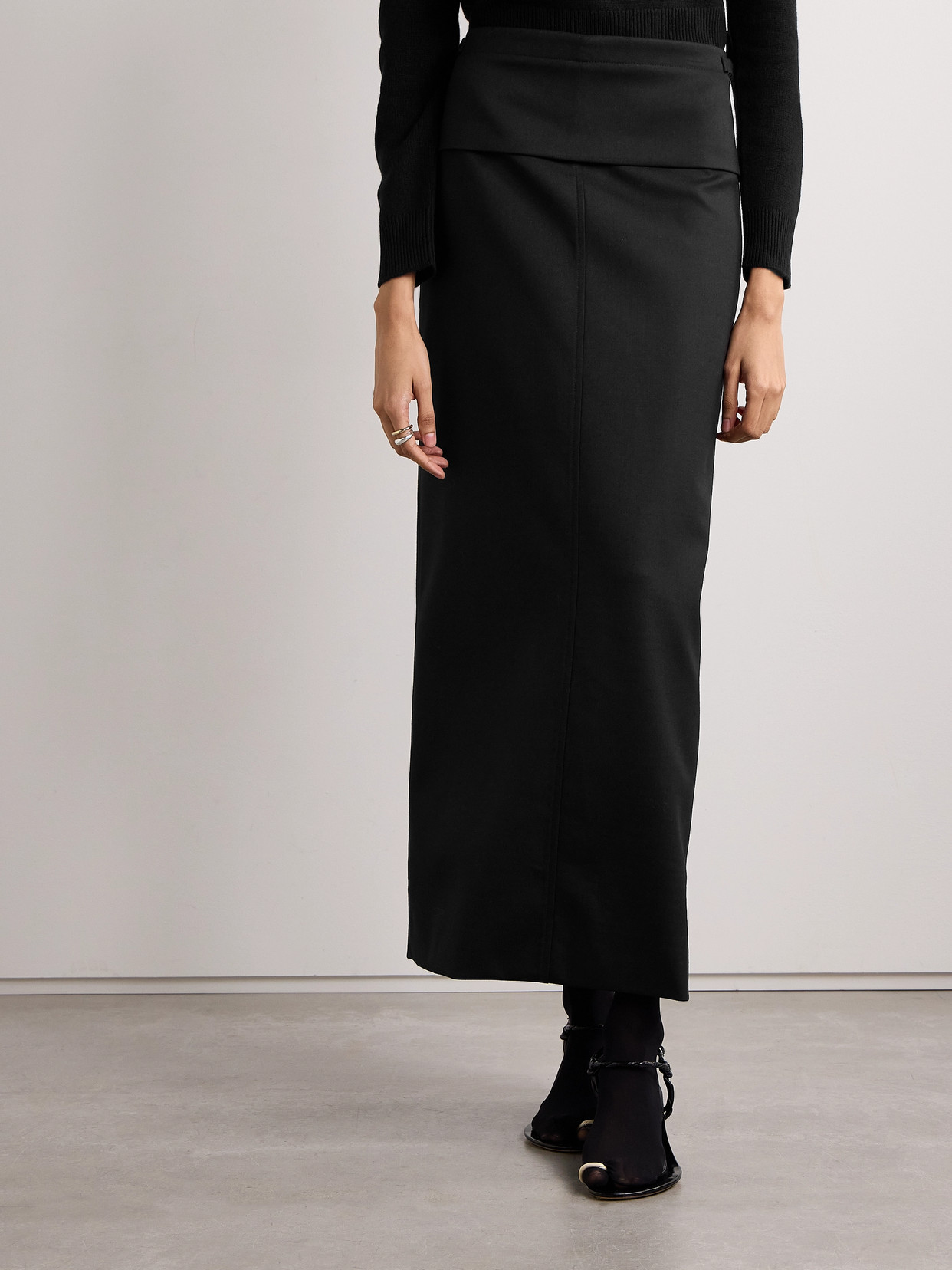 Proenza Schouler Adriana Paneled Wool-blend Twill Maxi Skirt In Black