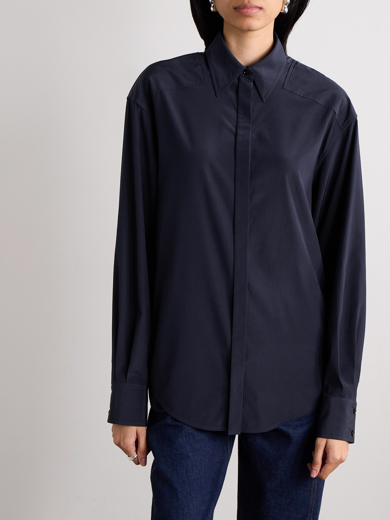 Proenza Schouler Demi Crepe De Chine Shirt In Blue