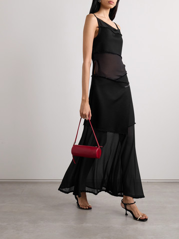 Proenza Schouler Dani paneled faux leather-trimmed chiffon and frayed jersey maxi wrap dress