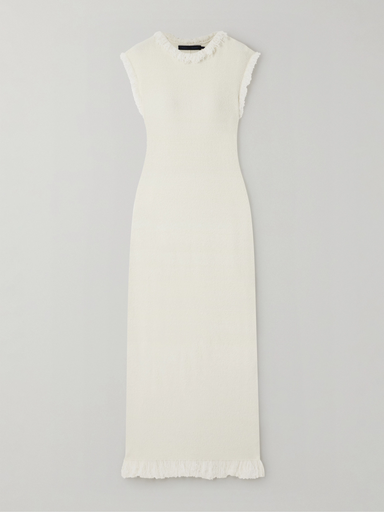 Shop Proenza Schouler Toni Cut-out Fringed Bouclé Maxi Dress In Cream